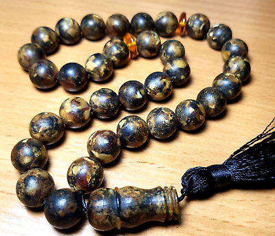 #ad Baltic Amber 33 islam prayer rosary beads Misbaha Tasbih pressed $69.98
