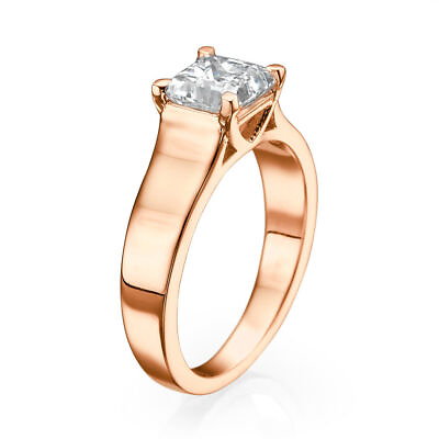 #ad 0.40 CT Ladies Princess Cut Diamond Engagement Ring 14K Rose Gold D SI1 $747.90