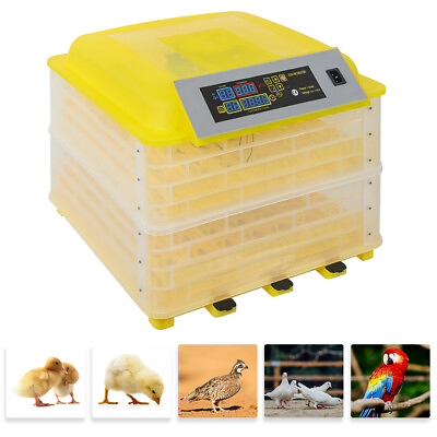 #ad 112 Egg Practical Fully Automatic Poultry Incubator Yellow amp; Transparent $116.10