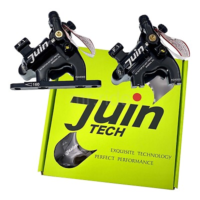#ad JUIN Tech F1 Hydraulic Flat mount Road CX Bike Disc Brake set W 160 rotors Black $148.41