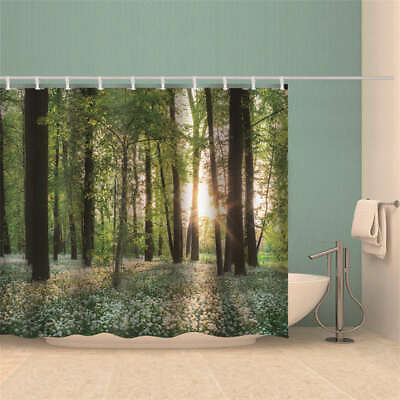 #ad Forest Scene Nice Wood 3D Shower Curtain Waterproof Fabric Bathroom Decoration AU $34.99