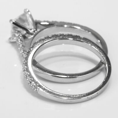 #ad 1.55 CT f si1 si2 Classic Princess Cut Diamond Engagement Ring Set 950 Platinum $3467.04