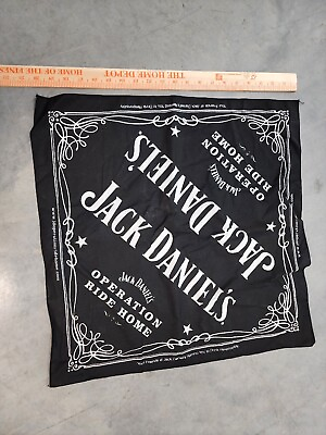 #ad JACK DANIELS Old No. 7 Black 21quot; x 21quot; Bandana Handkerchief Scarf Daniel#x27;s NWOT $6.99