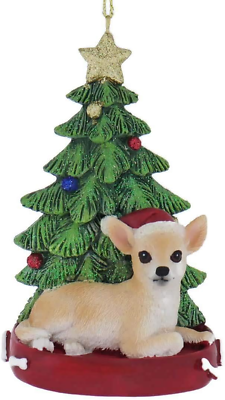 #ad Chihuahua With Tree and Lights Ornament $14.34