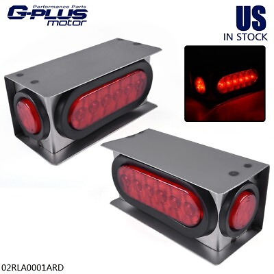 #ad Fit For Truck Red LED Trailer Steel Box Kit W 6quot; Oval Tail Light 2quot; Marker Lamp $32.40