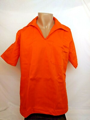 #ad Inmate uniform pullover safety orange shirt security staff costume $8.77