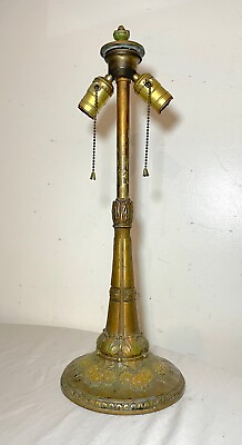 #ad antique ornate cold painted polychromed metal gold gilt electric table lamp $259.99