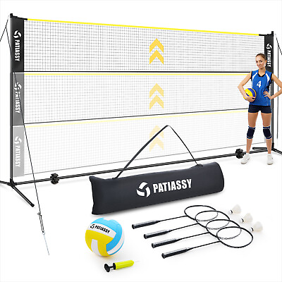 #ad Outdoor Yard Portable Badminton Volleyball Net Set with Poles Volleyball Rackets $84.57