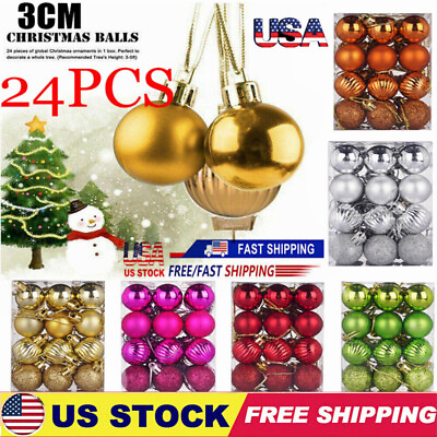 #ad Christmas Baubles Decoration Xmas Tree Ornaments Hanging Balls Colorful 24pcs $5.99