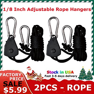 #ad 1 Pair 200lb Rope Ratchet Adjustable Heavy Duty Grow Light Reflector Hanger Yoyo $5.58