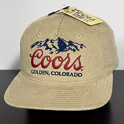 #ad NEW Coors Beer Corduroy Snapback Hat Cap Beige Adjustable Golden Colorado $19.99