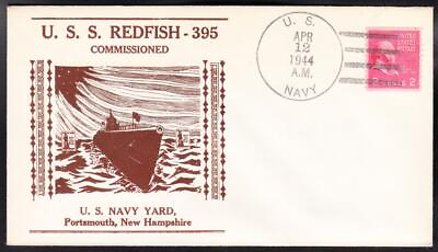 #ad WWII Submarine USS REDFISH SS 395 COMMISSIONING Naval Cover C1239D $9.95