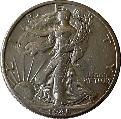#ad 1945 Silver Walking Liberty Half Dollar Grading VF XF 90% Silver $16.75