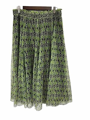 #ad Cato Womens Skirt 14 16 W Green Floral Chiffon Lined Full $16.99