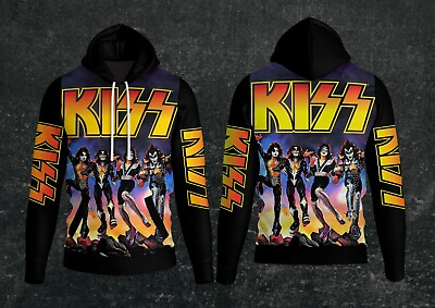 #ad Kiss Rock band Hoodie destroyer light weight Pullover Full Print sublimation XL $25.99