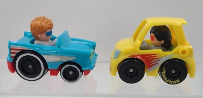 #ad Mattel 2019 Little People Cars Set of 2 Boy Blue amp; Girl Yellow Drivers New $9.99