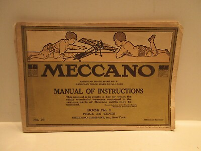 #ad Meccano Manual of Instructions Book 1 Copyright 1916 Softcover American Edition $26.95