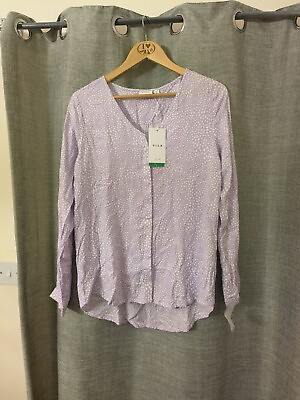 #ad Vila Womens Sally Shirt V Neck Lilac EU38 Approx 10 12 UK New With Tags GBP 17.95