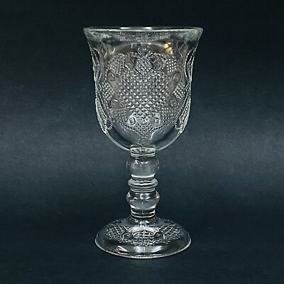 #ad VTG Fostoria Hearts and Diamonds Clear Glass Goblet Chalice 7quot; USA $14.95