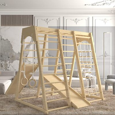 #ad Toddler Indoor Jungle Gym Wooden Toy with Climbing Set $349.99