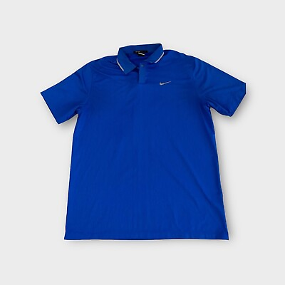 #ad Blue Nike Dri Fit Tiger Woods TW Golf Polo Shirt Men#x27;s Size L Large $27.00