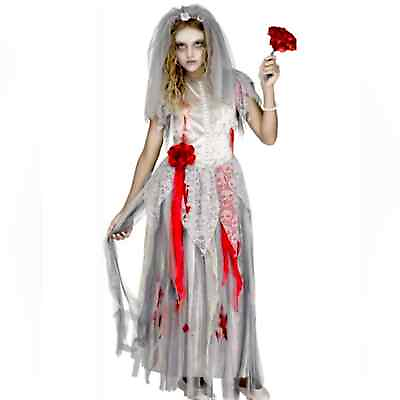 #ad Zombie Bride Girls Size Large with Veil Spirit Halloween Size 12 14 $13.00