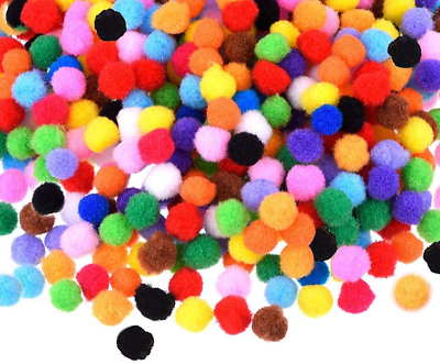 #ad Mini Pom Pom Assorted Pompoms for Craft Fuzzy Pompom Balls for Children DIY Supp $7.99