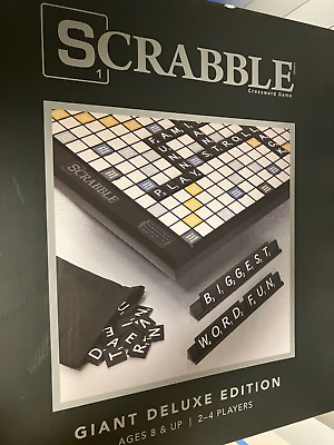 #ad Scrabble Giant Deluxe Wooden Edition with Rotating Game Board New $224.00