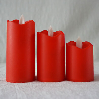 #ad 12 Pcs Pillar Candles Waterproof Odorless Flameless Candle Lamp Plastic $24.54