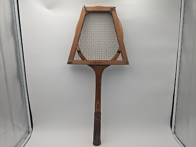 #ad Vintage Spalding Monarch Badminton Tennis Racket Laminated Frame w Holder $80.00
