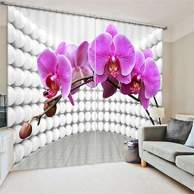 #ad Purple Orchid Ball 3D Blockout Photo Mural Printing Curtains Draps Fabric Window AU $329.00