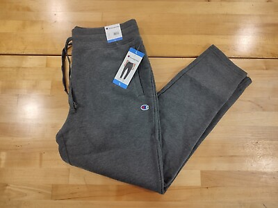 #ad Champion Men#x27;s Closed Bottom Sweatpants with Side Pockets Gray Size Large $22.39