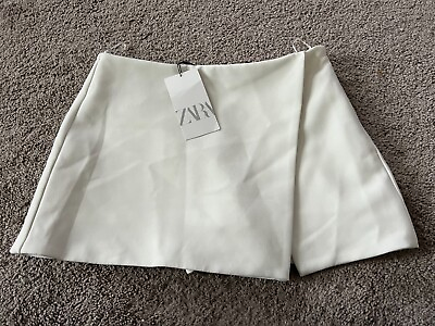 #ad Zara Womens Mini Wrap Skort Skirt Shorts M White NWT $27.99