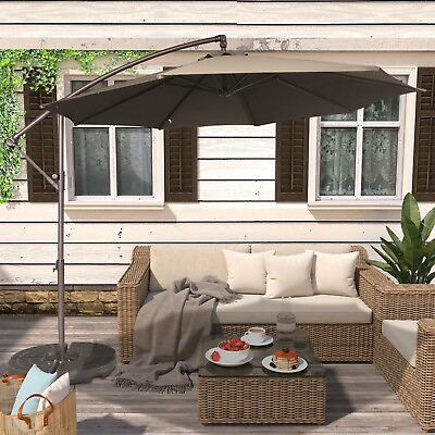 #ad 10ft Patio Hanging Offset Cantilever Patio Umbrella with Crank amp; Cross Base $122.31