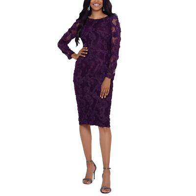 #ad Xscape Womens Lace Overlay Knee Length Formal Sheath Dress BHFO 9439 $108.50