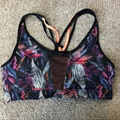 #ad c9 by Champion Strappy Sports Bra Women#x27;s Large L Tropical Mesh Criss Cross $12.99
