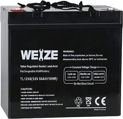 #ad 12V 55AH SLA AGM Deep Cycle Battery for Power Scooter Wind Solar and Off Grid $94.99
