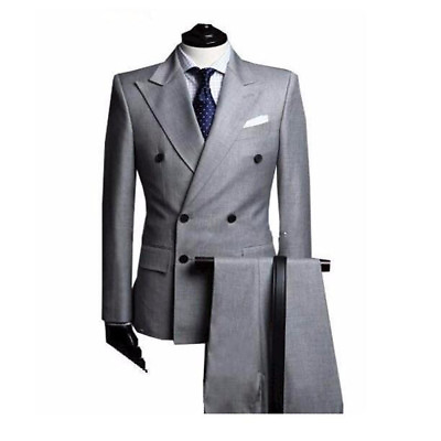 #ad Double Breasted Man Blazer for man suit Grey Groom Suit Groomsmen Wedding suits $89.00