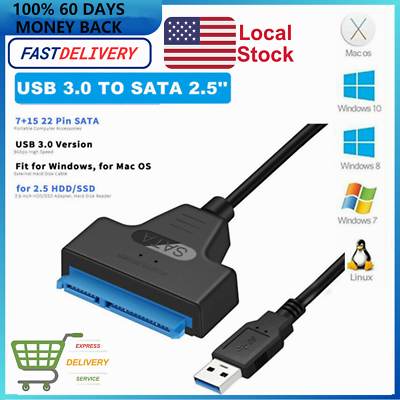 #ad USB 3.0 to SATA 2.5″Adapter Cable Converter for External SSD HDD Hard Disk Drive $4.66