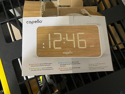 #ad Capello XL Big Time Clock Wood Grain Finish White Pine Dual Alarm FREE SHIPPING $17.95