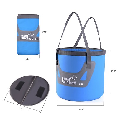 #ad 20L Collapsible Fishing Water Bucket 5 Gallon Camping Storage Container Portable $19.90