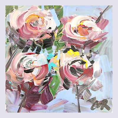 #ad Corbellic Expressionism 12x12 Rose Garden Abstract New Canvas Interior Decor $295.00