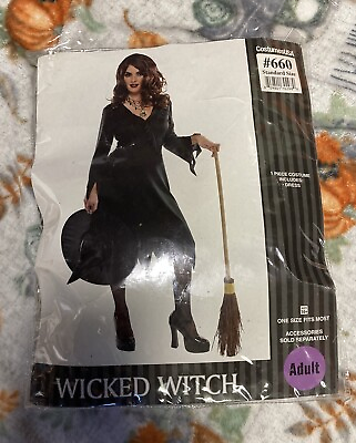 #ad Witch Basic Black Dress Women Adult Standard Costume One Size Fits Most $28.99