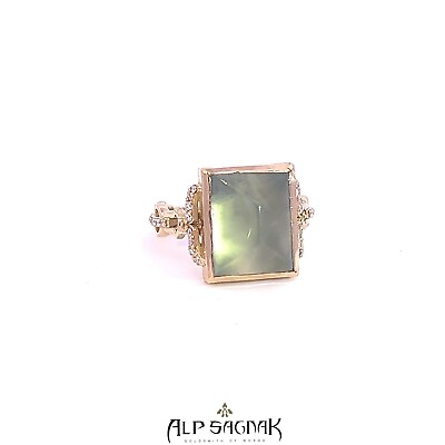 #ad Alp Sagnak 18K Yellow Gold Ring Diamonds Phrenite $3300.00
