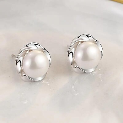 #ad Fashion Women Simple Faux Pearl Stud Earrings Jewelry Holiday Christmas Gift $13.98