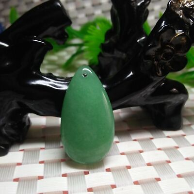 #ad 32*27*11mm Natural Green Jade AVENTURINE Water Droplet Pendant for Women $12.99