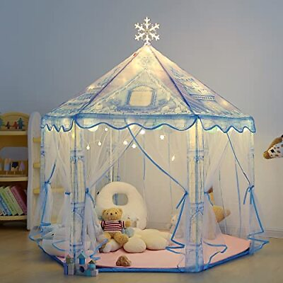 #ad Princess Play Tent Frozen Toy for Girls Kids with Snowflake Lights Playhouse $86.57