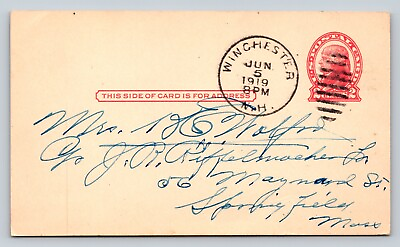 #ad 1918 UX30 US Postal Card Red 2c KILLER Duplex Cancellation To SPRINGFIELD MA $13.39