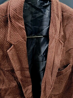 #ad 36R Men#x27;s Zara Man Blazer Burgundy Maroon Polka dot 2 Button Sport Coat $26.99