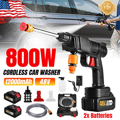 #ad 2 Battery Cordless Water Spray Gun Portable High Pressure Car Washer Cleaner $36.99